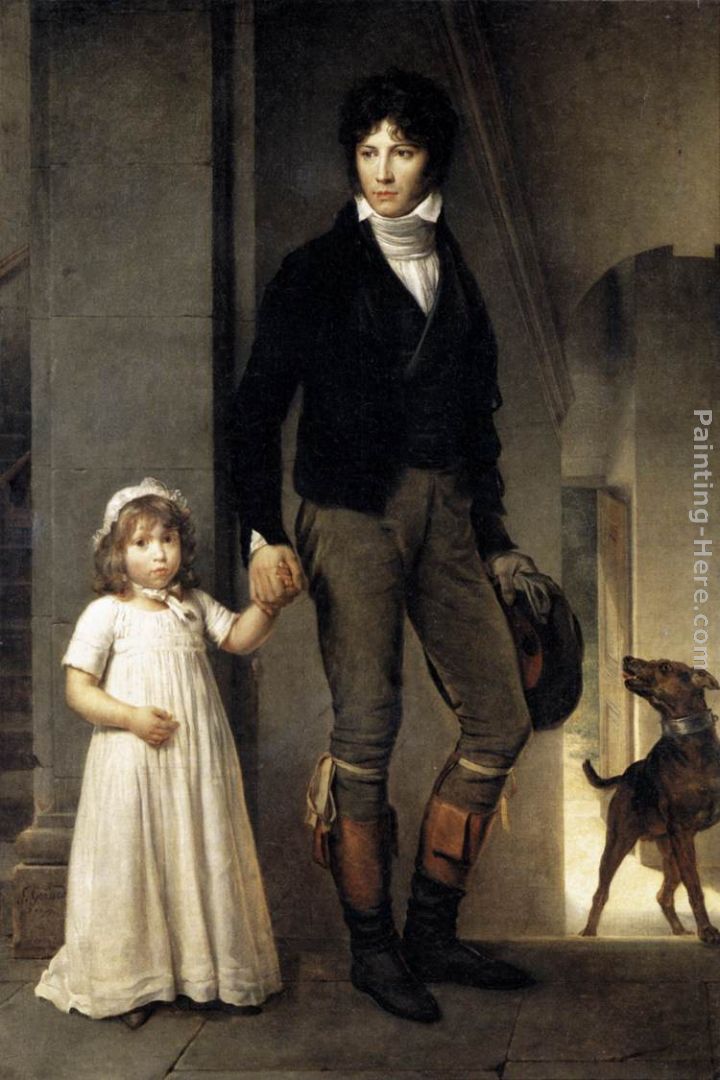 Jean-Baptist Isabey, Miniaturist, with his Daughter painting - Francois Gerard Jean-Baptist Isabey, Miniaturist, with his Daughter art painting